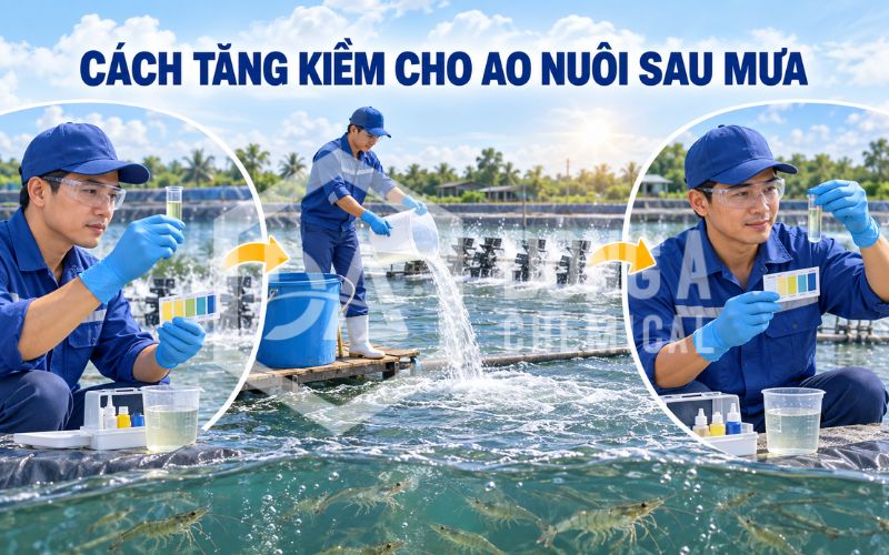 Kiểm soát độ kiềm ao nuôi sau mưa: Cách xử lý an toàn, hạn chế tôm bị sốc